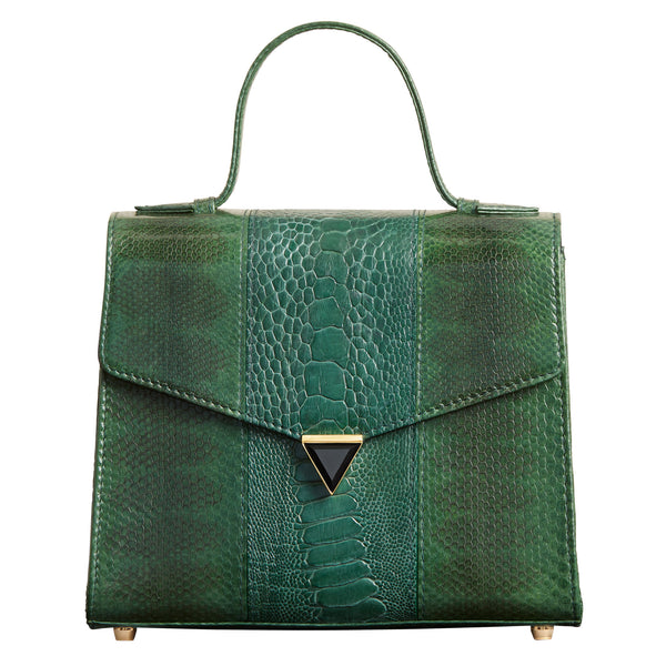 Illara Ava Top Handle Bag Emerald Front View